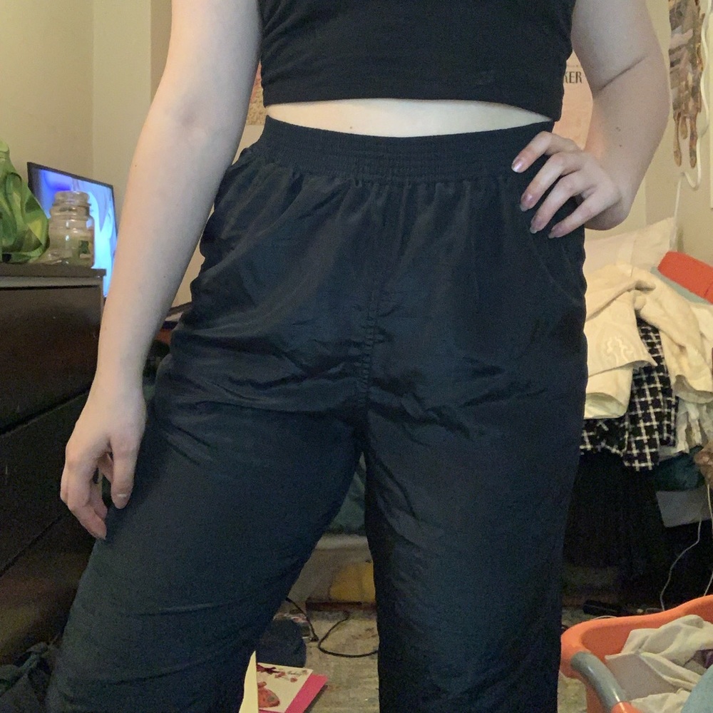 1980s 1990s vintage high waisted black swishy pants
